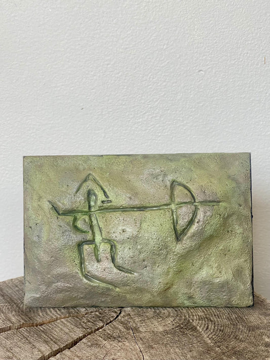 Sanillac (Michigan) Moss Petroglyph — Hand-Sculpted 4×6 Clay Wall Art