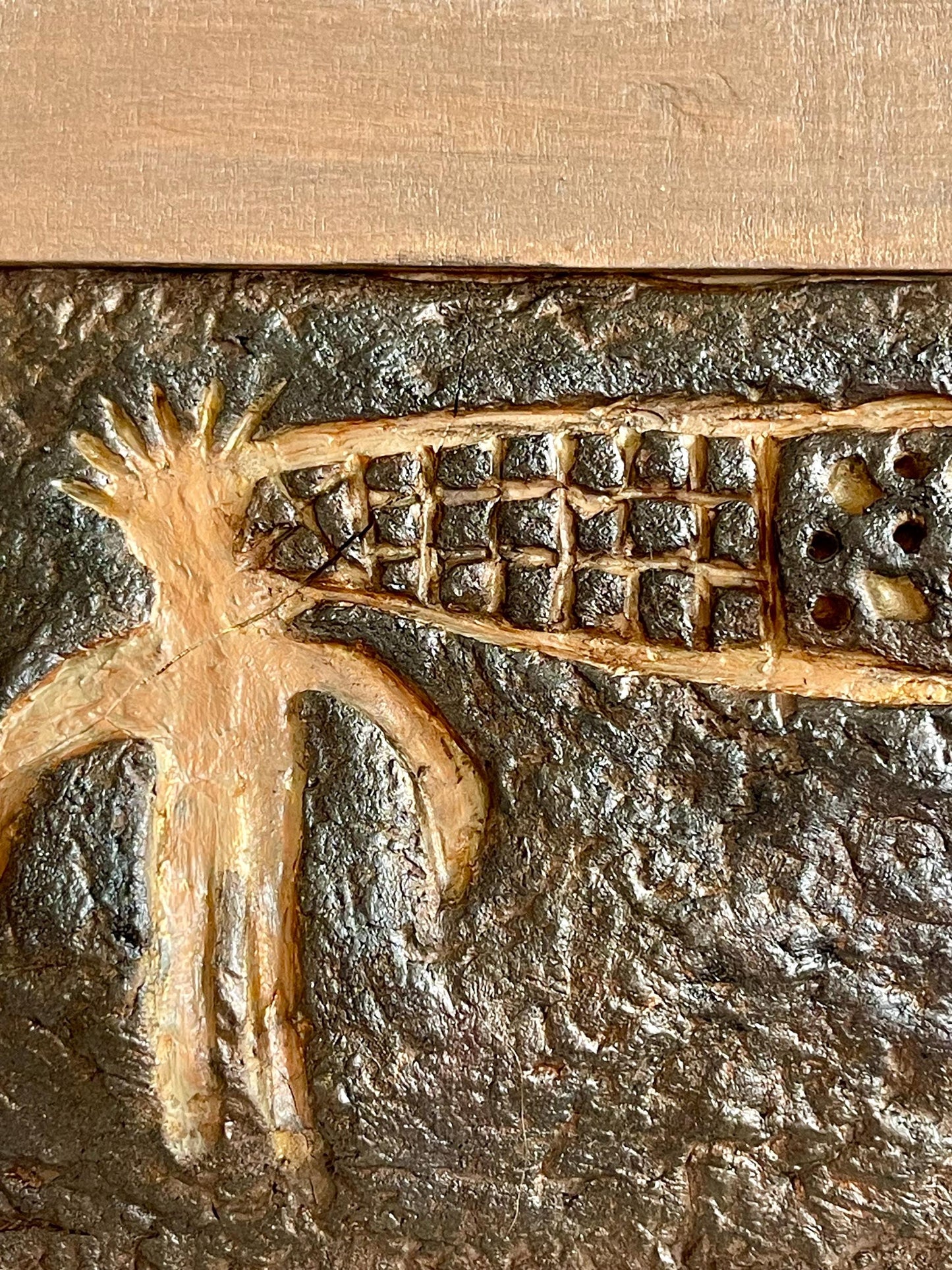 Framed Sculpture – Nine Mile Canyon Petroglyph “Spirit with Net”