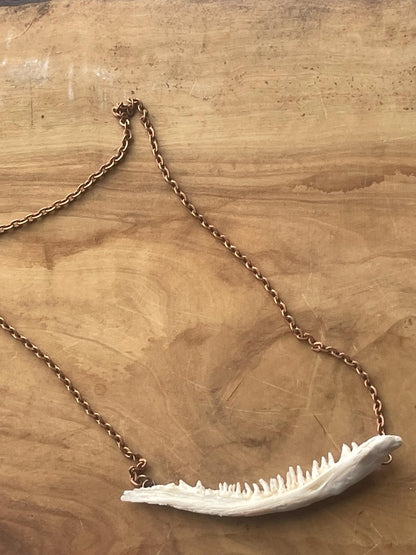 coho salmon maxilla jaw bone pendant copper necklace (copper 1)