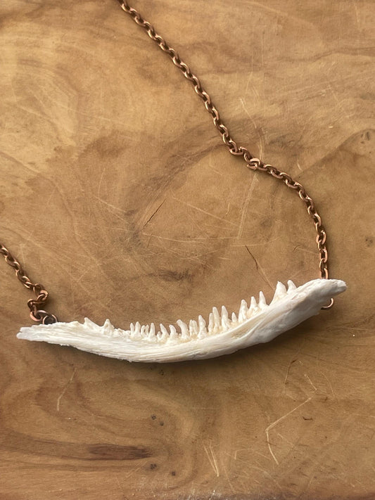 coho salmon maxilla jaw bone pendant copper necklace (copper 1)