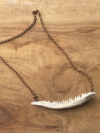coho salmon maxilla jaw bone pendant copper necklace (copper 1)