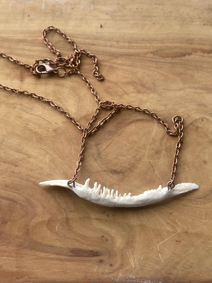 coho salmon maxilla jaw bone pendant copper necklace (copper 2)