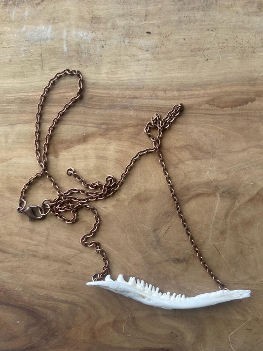 coho salmon maxilla jaw bone pendant copper necklace (copper 3)
