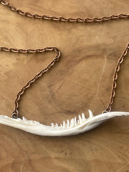coho salmon maxilla jaw bone pendant copper necklace (copper 2)