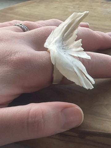 chinook salmon cleithrum bone ring (gold 2)